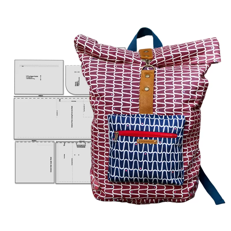 Motifs de couture de sac à dos à roulettes, modèles de couture de sac à dos à l'échelle 1:1, motifs 