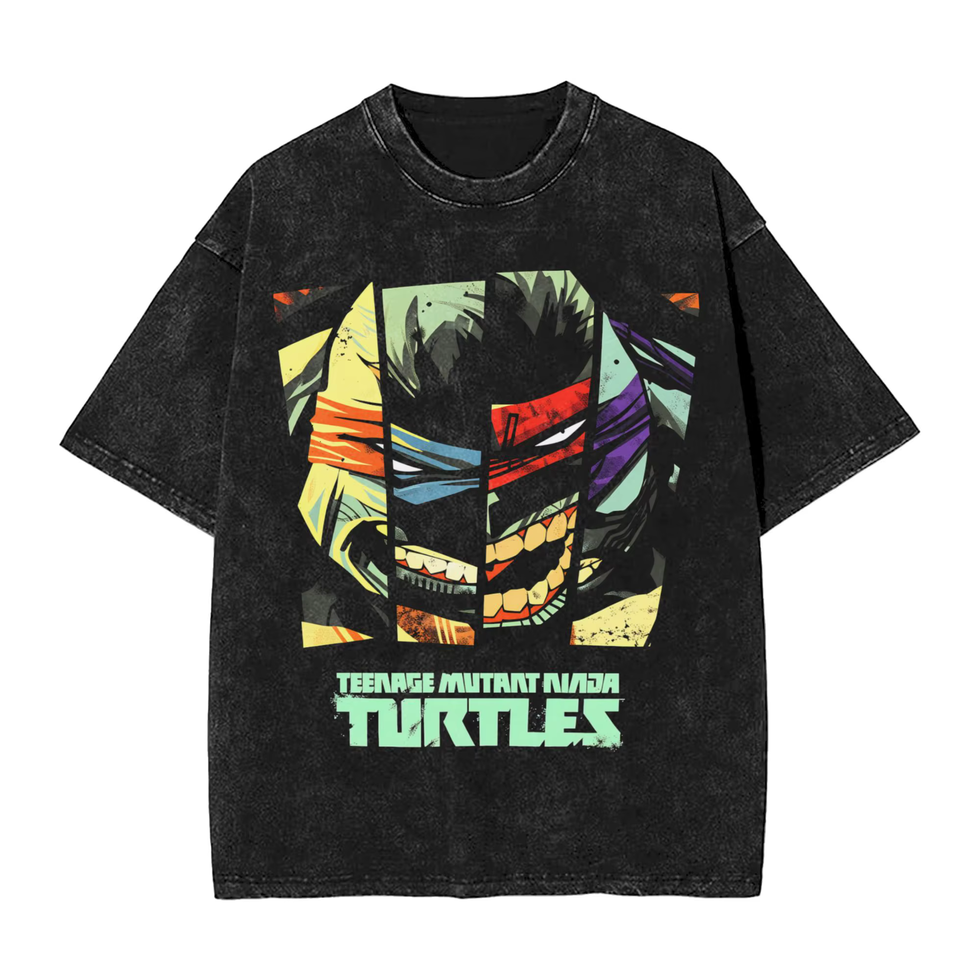 T-shirt décontracté Y2K rétro pour homme, motif TMNT Face Strips Eastman, col rond, style oversize, 