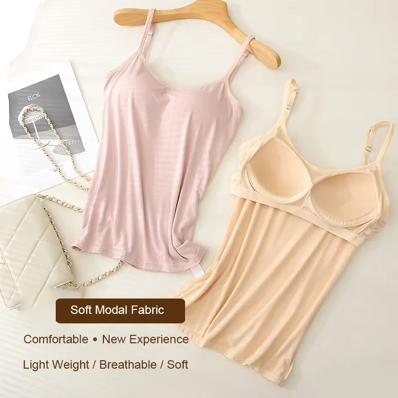 M-3XL pour 35-85kg Modal grande taille Camisole débardeur avec tasse fixe poitrine rembourrée vêteme