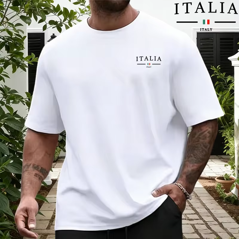 Ensemble Homme Mode Italienne : T-shirts en Coton Pur et Shorts Longueur Genou – Tenue Décontractée