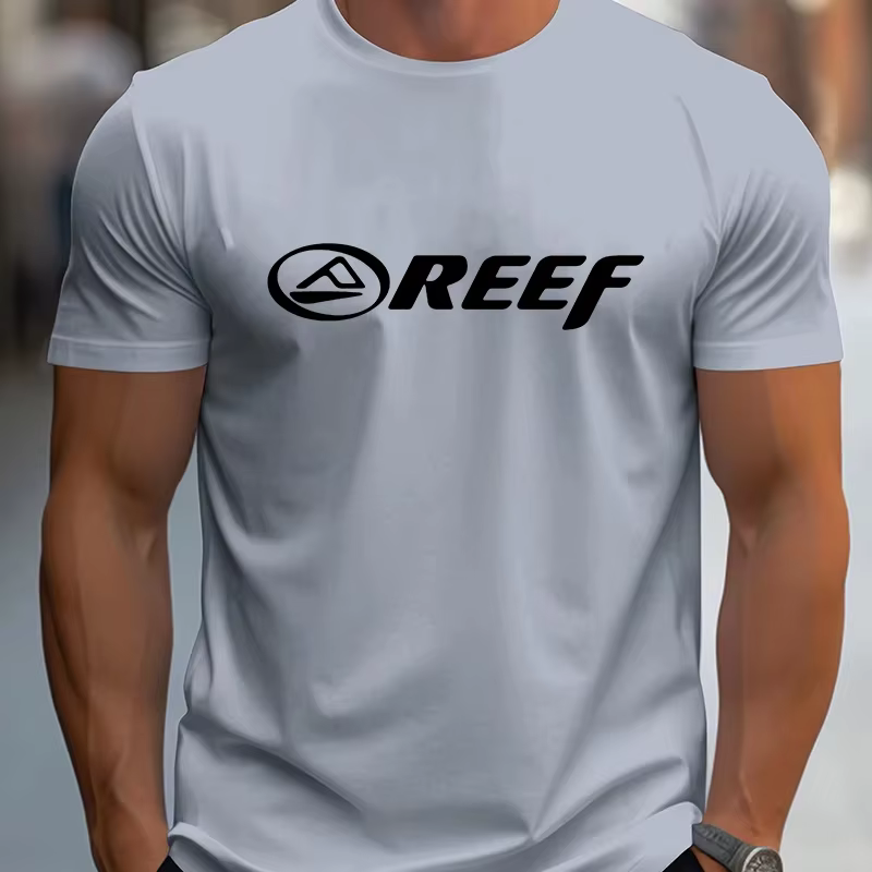 T-Shirt col rond décontracté pour hommes, 100% coton, tissu tricoté, légèrement extensible, coupe ré