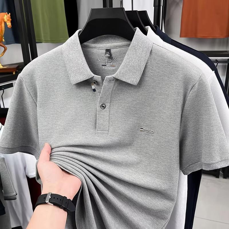 Polo en piqué respirant à col boutonné pour homme, extensible, anti-transpiration, idéal pour la con