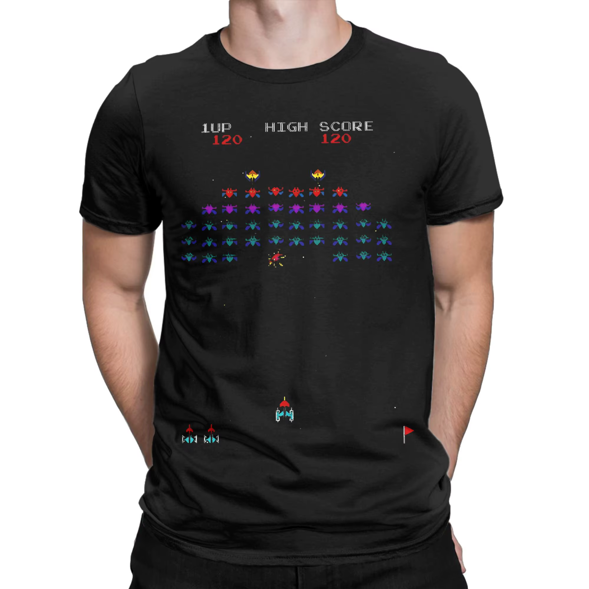 Arcade Galaga game gaming fans  Printed T Shirts for Men Women  100% Cotton  Tee Shirt Clothing