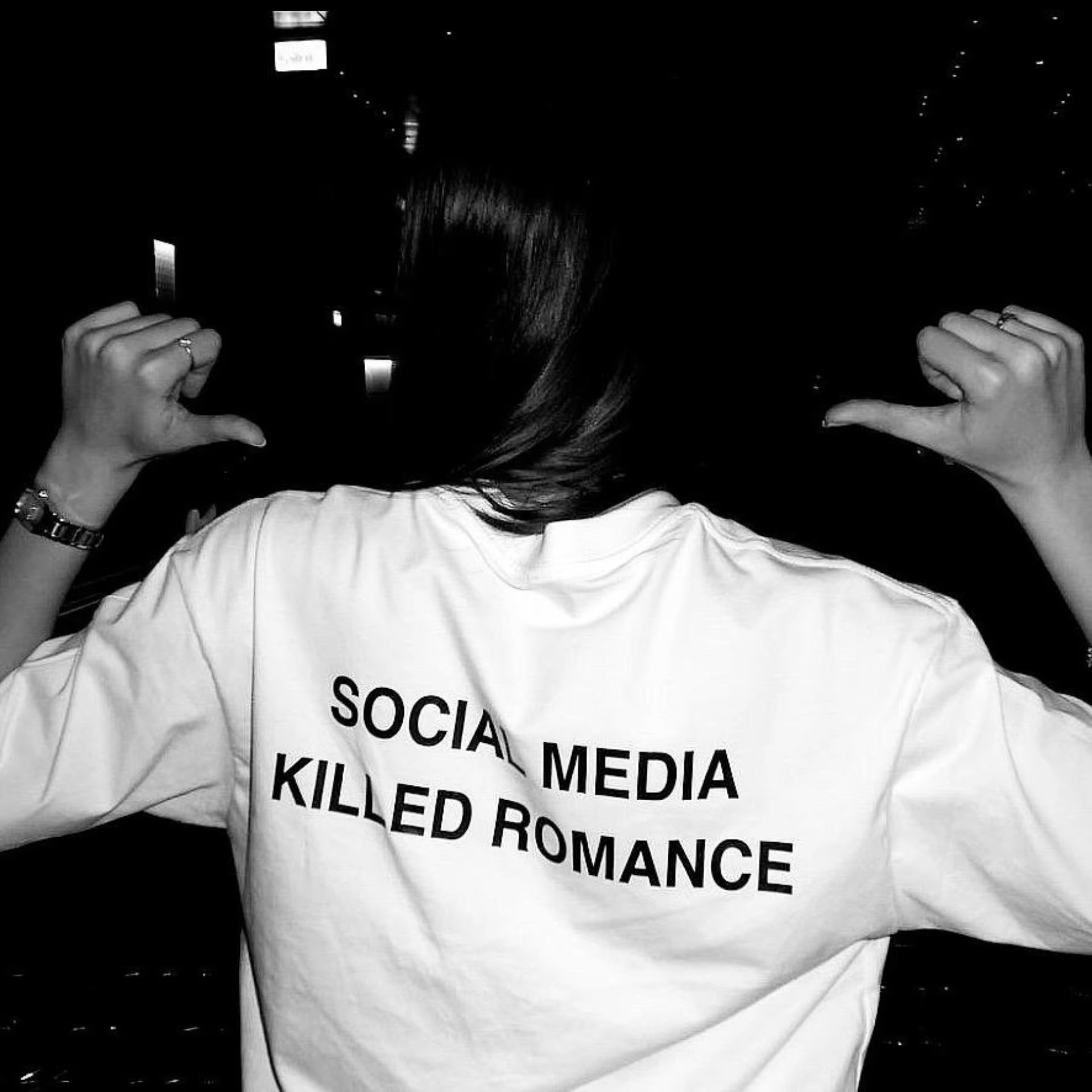 T-shirt décontracté Streetwear Social Media Killed Romance pour hommes et femmes, en coton, surdimen