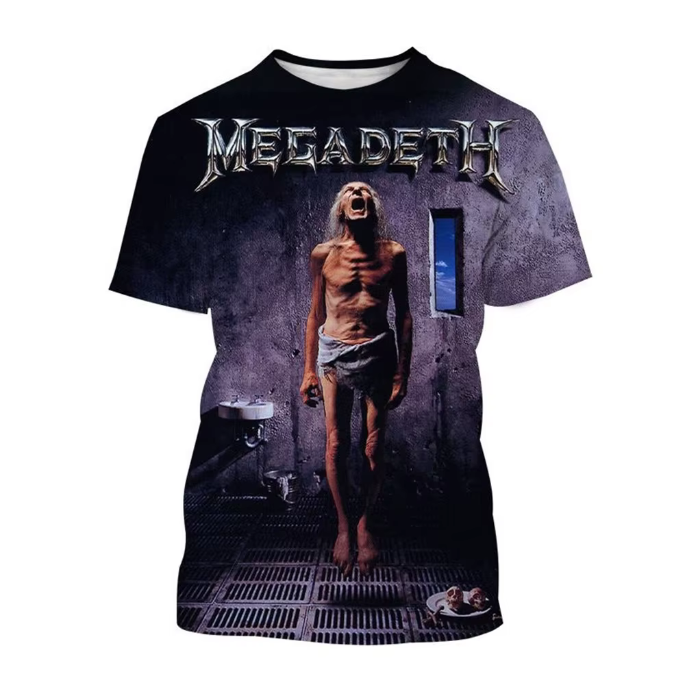 Megadeth-T-shirt à manches courtes imprimé en 3D pour hommes et femmes, T-shirt décontracté, Punk, D