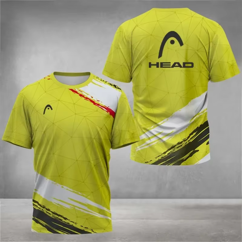 T-shirt respirant pour homme, col rond, manches courtes, coupe ample, idéal pour le badminton, le te