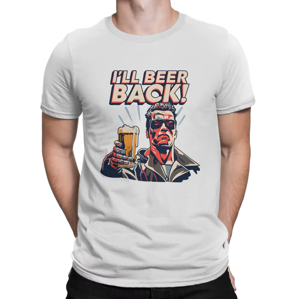 T-Shirt I'll Beer Back en pur coton pour homme, manches courtes, col rond, original
