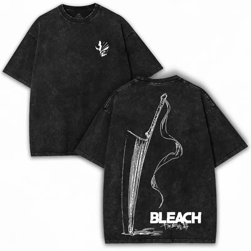 2025 Japon Zangetsu T-shirt graphique BLEACH Anime Vintage lavé surdimensionné T-shirt hommes femmes