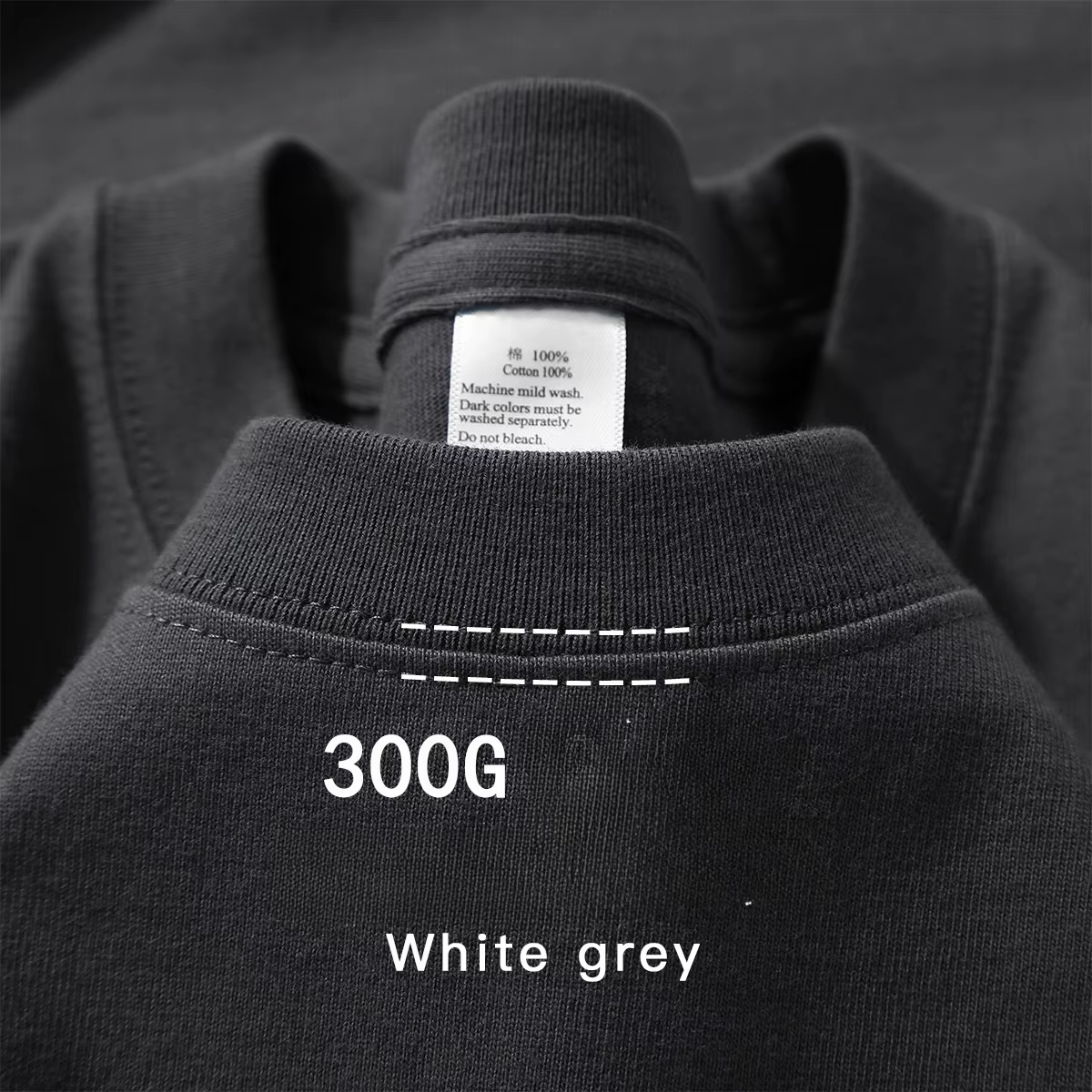 T-shirt à manches courtes en coton épais, Beige, 300g, col rond, ample et Base, pour hommes et femme