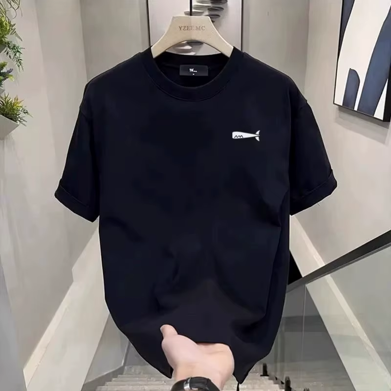 T-shirts en coton ajustés noirs pour hommes, taille 5XL, décontractés pour l'été, avec imprimé balei