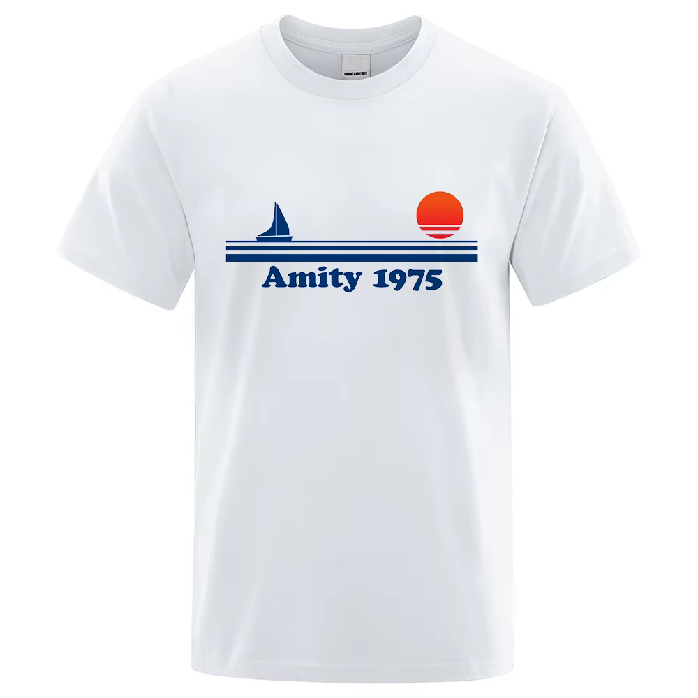 Amity 1975-Mâchoires rétro impression t-shirt hommes créativité Sweat vêtements mode t-shirt vêtemen