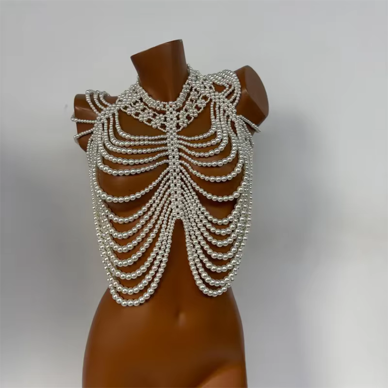 Débardeurs sexy d'été pour fêtes et mariages, châles à franges, colliers de perles faits main, crop