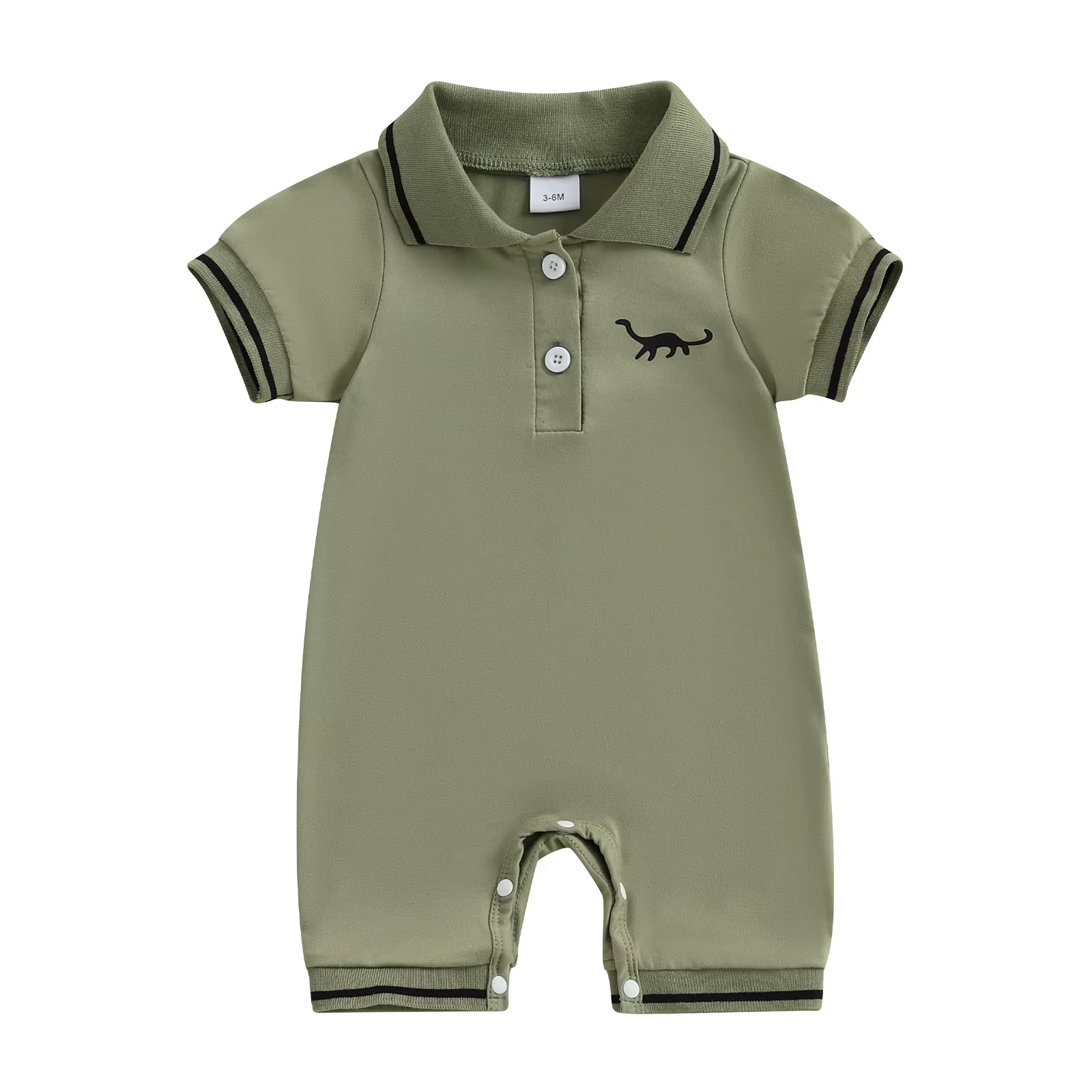 Barboteuse à manches courtes pour bébé garçon, motif dinosaure, col boutonné, combinaison d'été mign