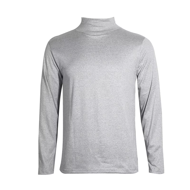 T-Shirt à col roulé pour hommes, couleur unie, décontracté, manches longues, chemise basique, mode,