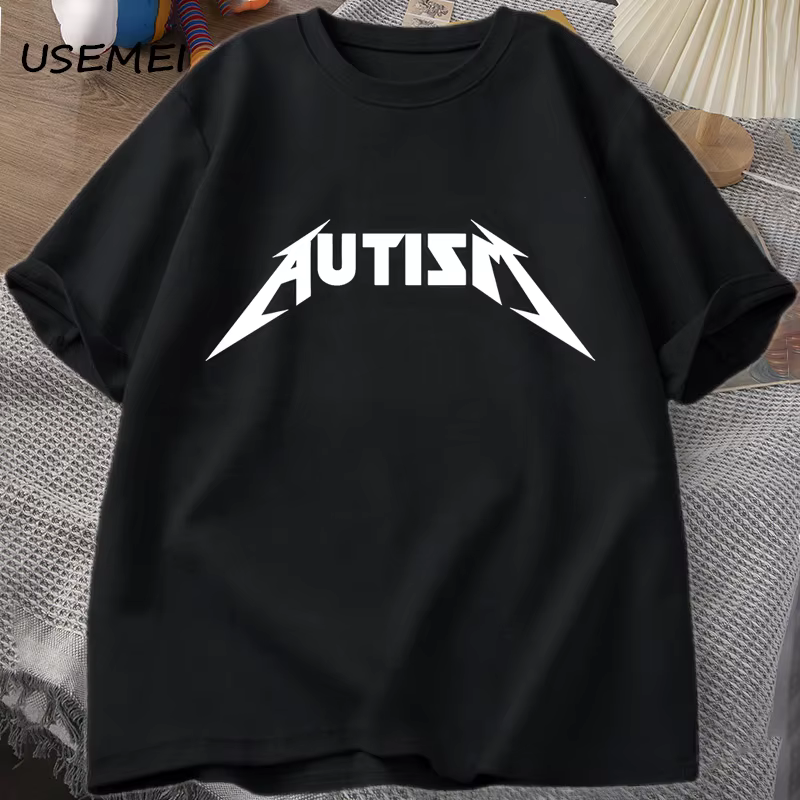 Mm tism-T-shirt humoristique en coton unisexe pour homme et femme, humour, avec lettres imprimées
