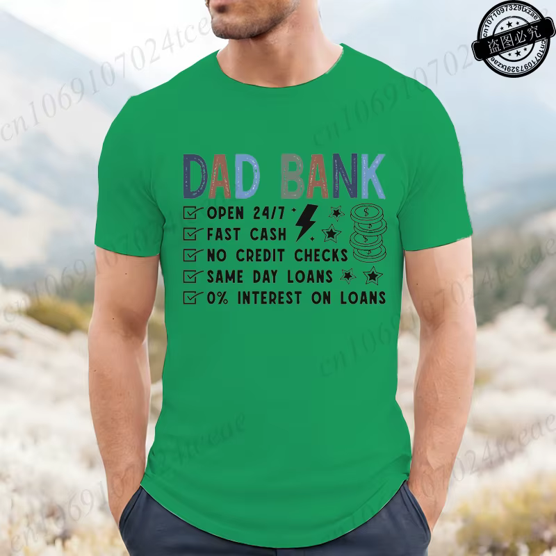 T-shirts de marque pour hommes, T-shirt à imprimé 'Funny Dad Bank', T-shirt à manches courtes, Vêtem