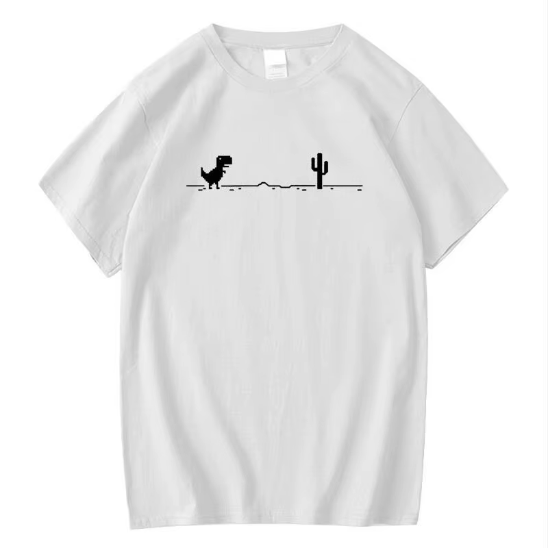 T-Shirt à Col Rond pour Homme, Streetwear, Basique, en Coton, Imprimé Dinosaure Cantum, Amusant, Été