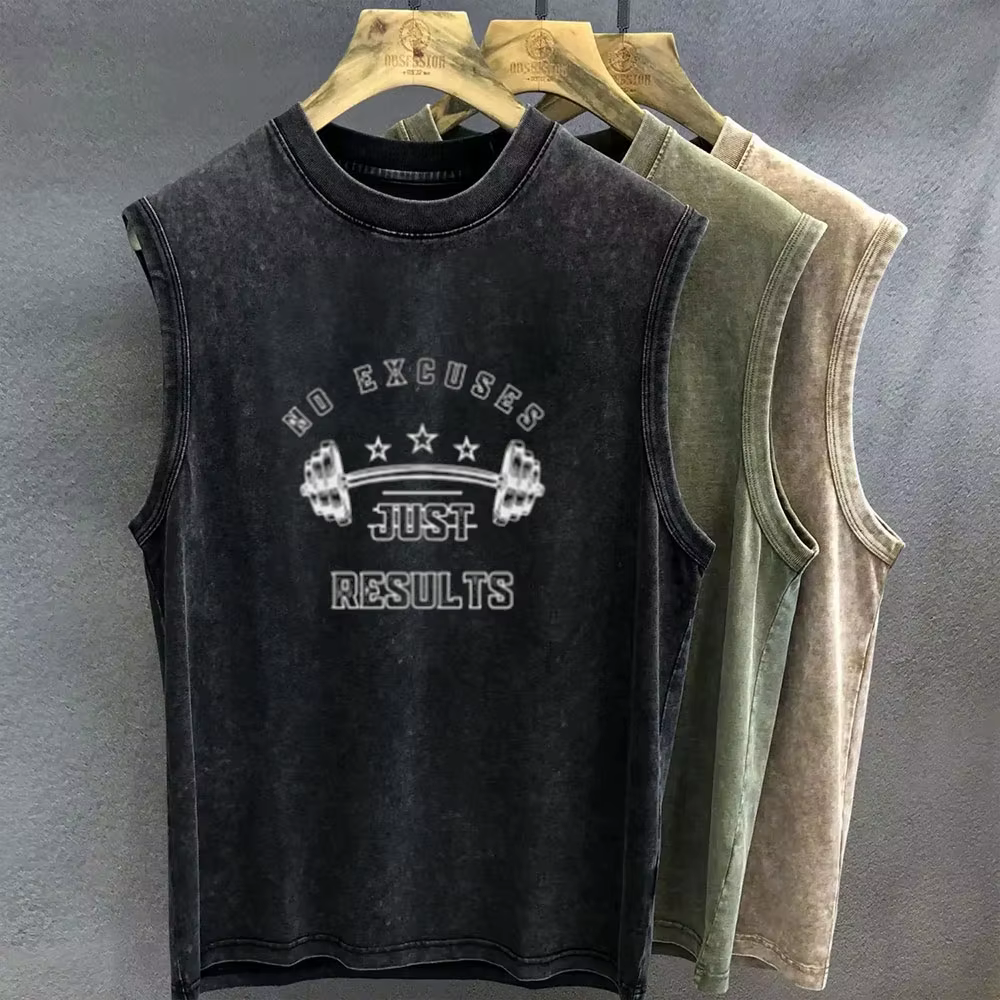 Débardeur oversize pour homme, style vintage délavé, imprimé graphique dessin animé Muscle Duck, san