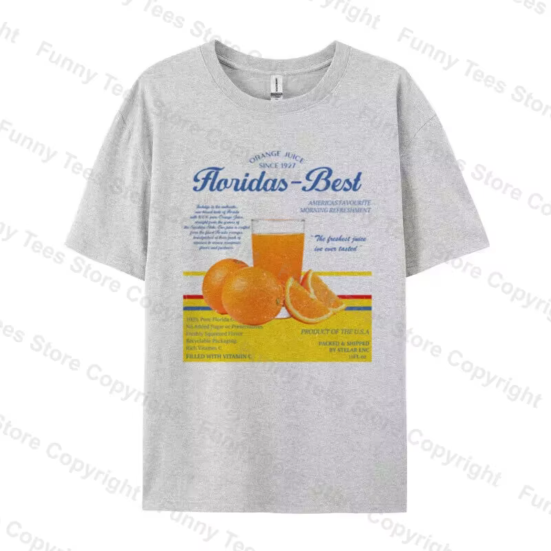 T-shirt Vintage Femme Orange Floride Esthétique Rétro Imprimé Fruits Unisexe 2026 Été Oversize Stree