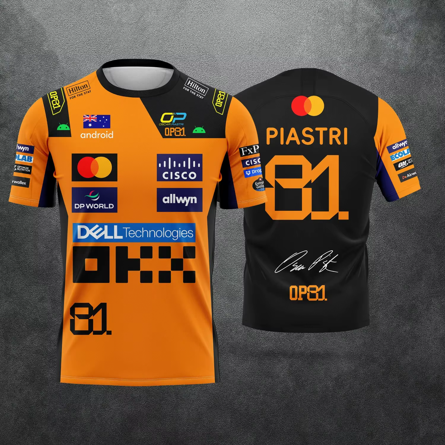 T-shirts de course pour hommes et femmes - Pilote # 1 Lando Norris & Driver # 81 Piastri Fan Tops Sp
