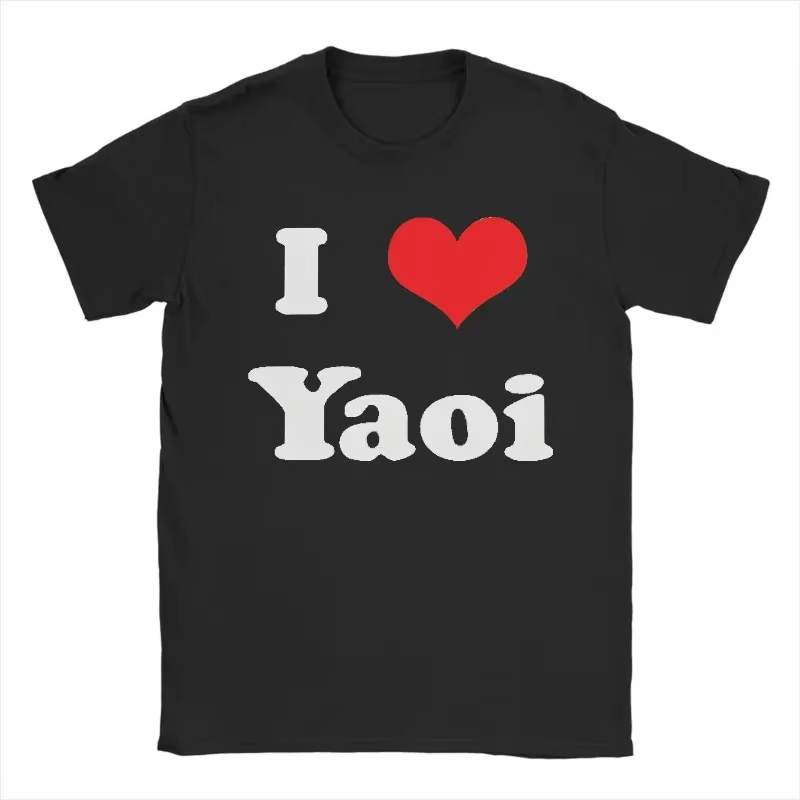 T-shirt drôle I Love Yaoi, col rond, décontracté, manches courtes, Streetwear, cadeau d'anniversaire