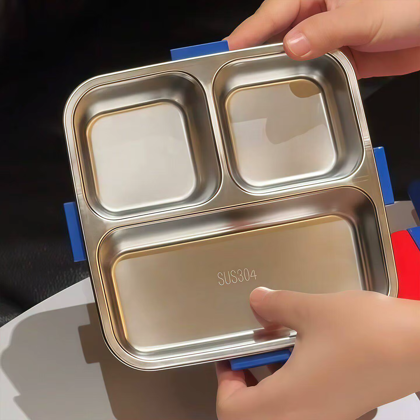 Boîte à lunch portable Mario Cartoon, boîte bento en acier inoxydable 304 avec séparateurs, qualité 