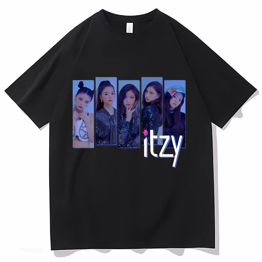 ITZY-T-shirt à manches courtes pour hommes et femmes, en coton, unisexe, avec impression graphique, 