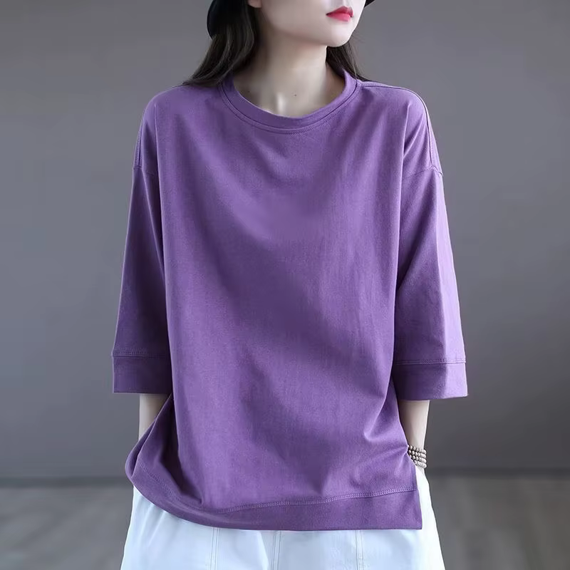 T-shirt manches courtes pour femmes, nouvelle simplicité, polyvalent, décontracté, mode, manches 3/4
