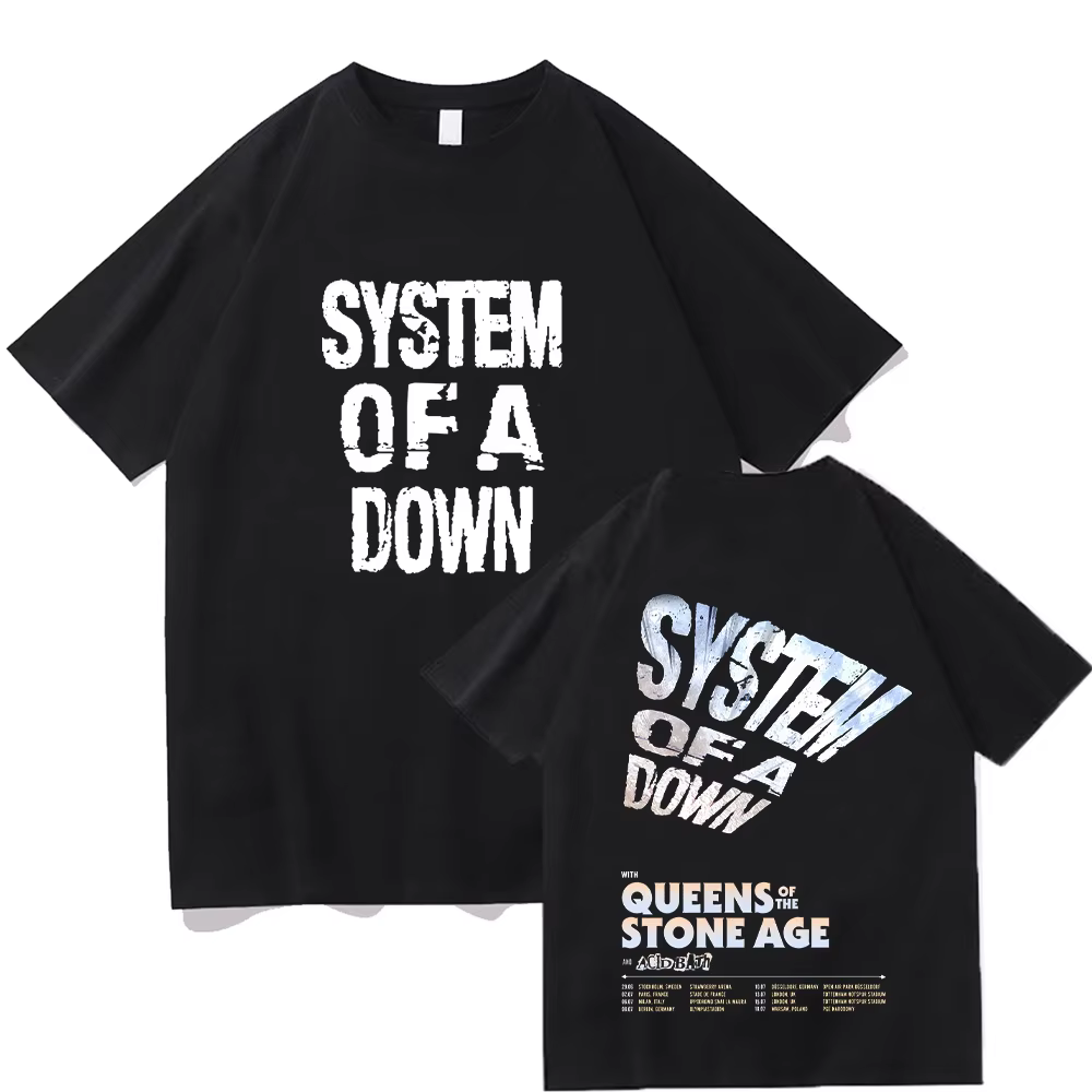System of A Down Tour 2026 T-shirts Vintage hommes femmes coton qualité à manches courtes T-shirts m