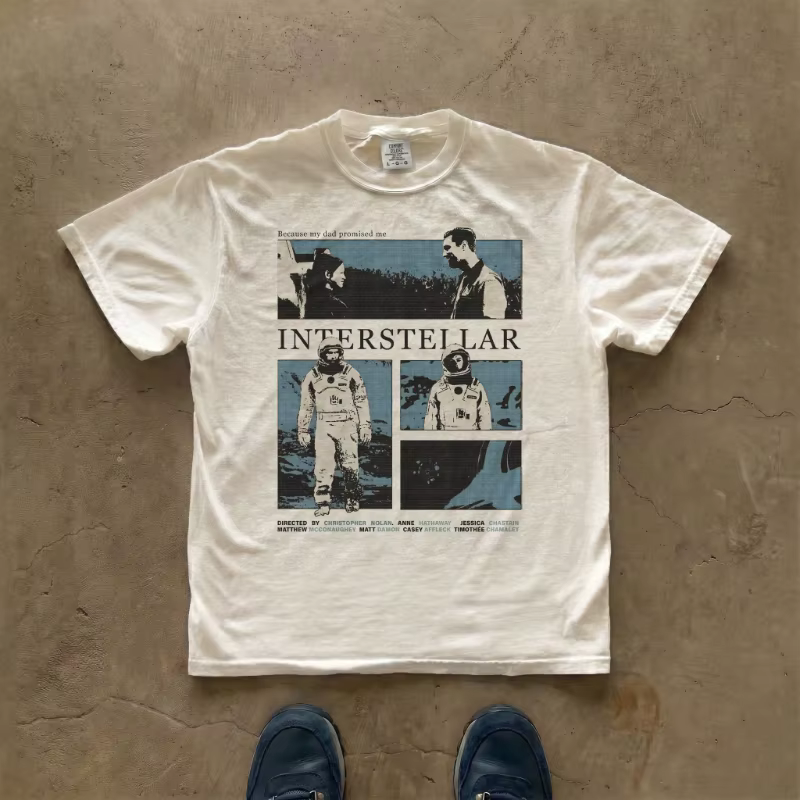 T-shirt avec affiche de film Interstellar, t-shirt graphique vintage à manches courtes pour hommes, 