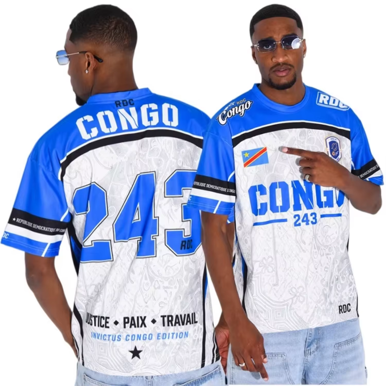 T-shirt à manches courtes commémoratif de la République démocratique du Congo 2026 avec drapeau nati