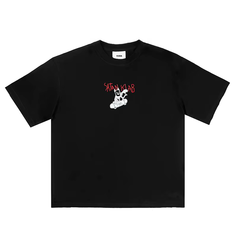 T-Shirt à Manches Courtes pour Homme, Vêtement Streetwear en Coton, Graphique SATAN KLAB, à la Mode 