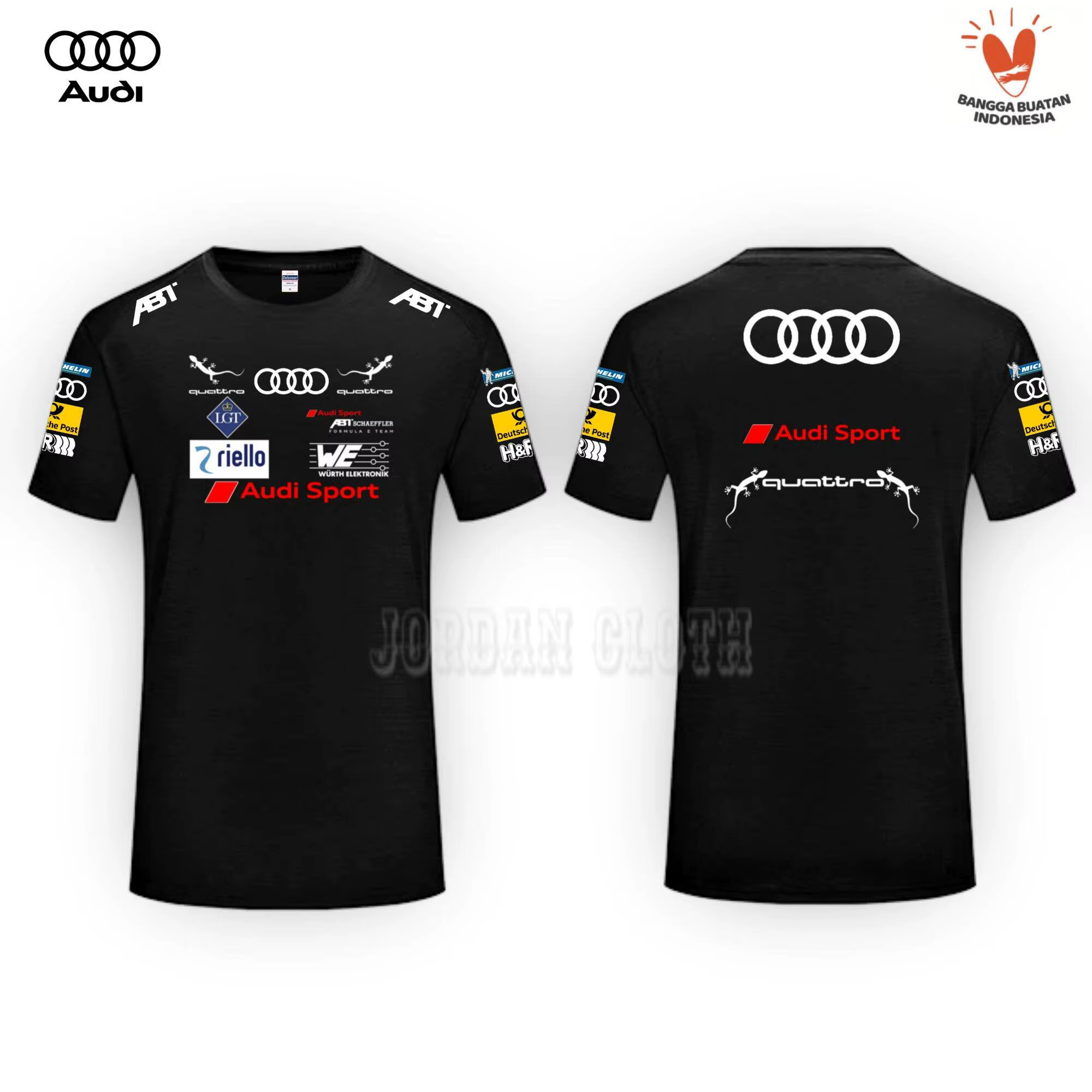 T-shirt de l'équipe de course Audi Sport, T-shirt imprimé de chauffeur de course, T-shirt ample et c