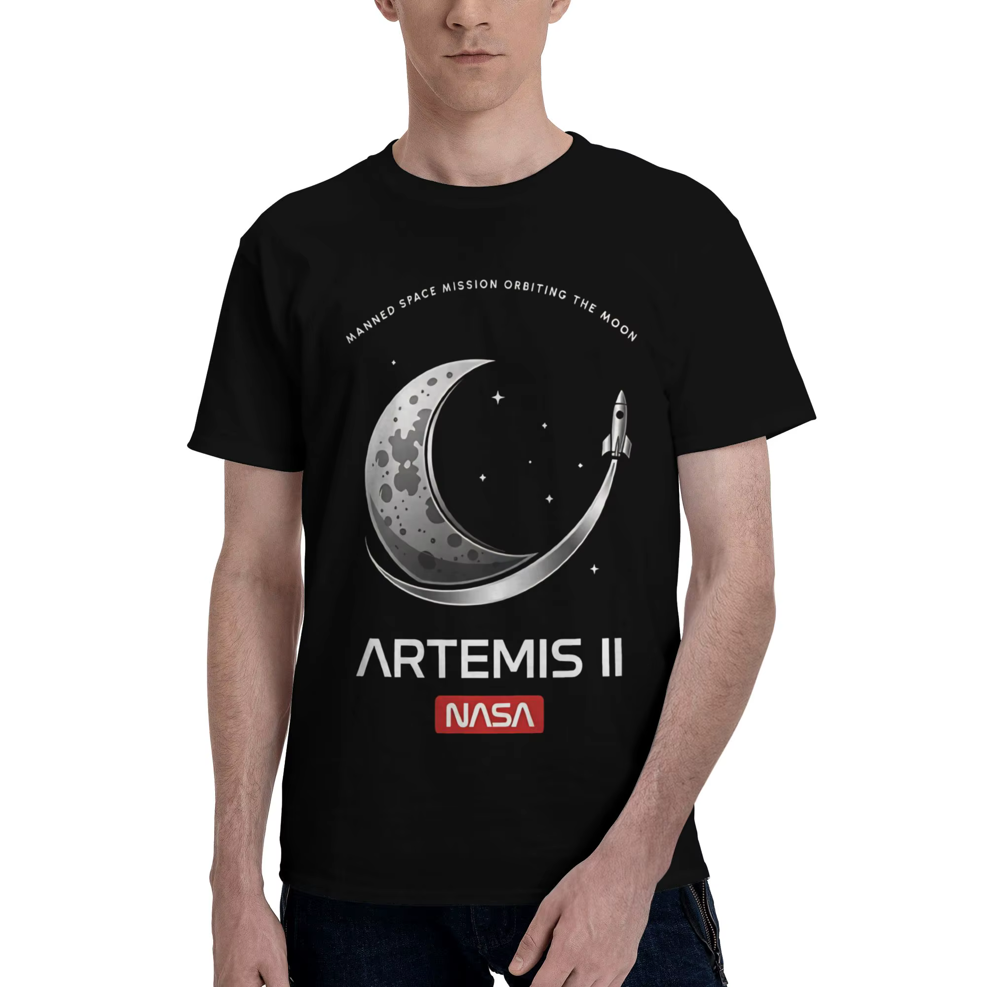 T-shirt 100% coton avec logo spatial classique de la NASA, motif drôle, pour hommes, Artemis II