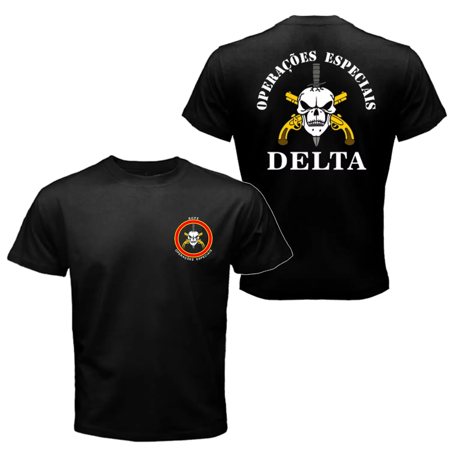 BOPE Elite Special Operations Brazil Special Forces T-shirt militaire à col rond en coton décontract