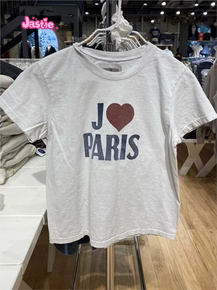 T-shirt Manches Courtes Col Rond en Coton Doux pour Femme, Streetwear Décontracté Vintage Y2k, Été 2