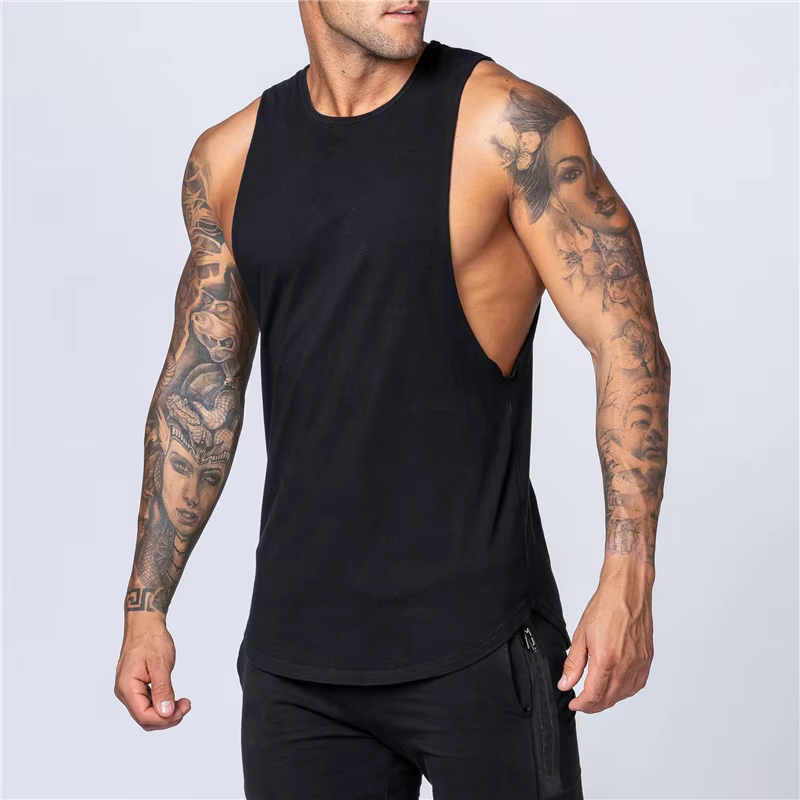 T-shirt en fibre de coton à séchage rapide pour hommes, haut précieux pour la salle de sport, le fit