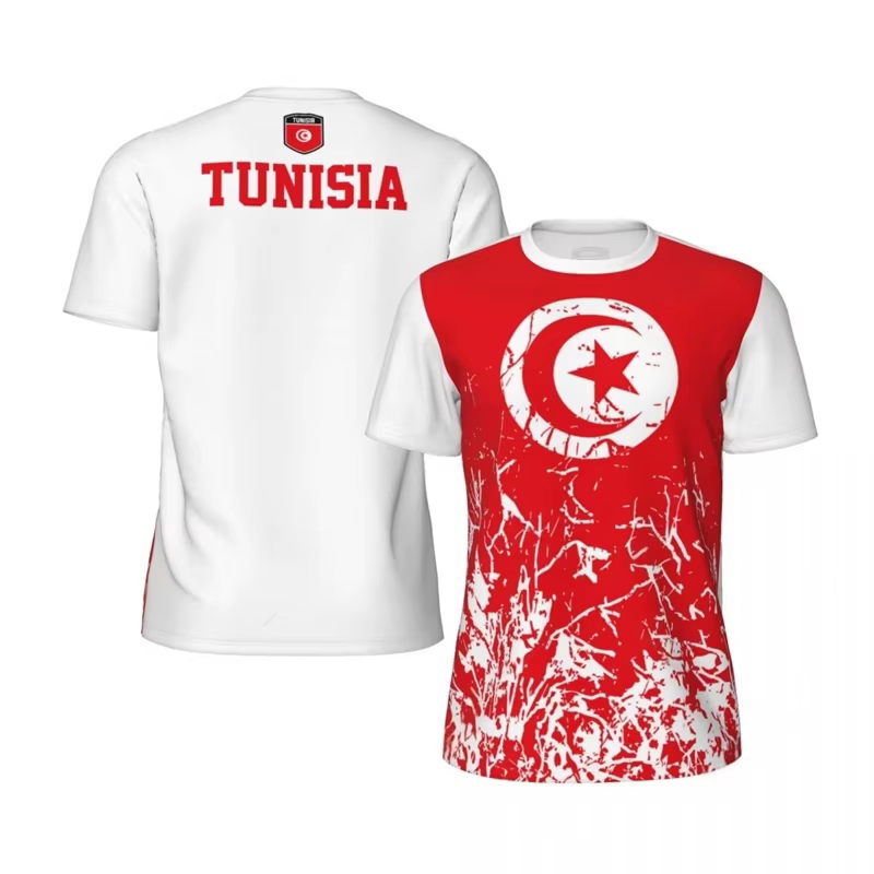 T-shirt de sport respirant à séchage rapide pour homme, imprimé 3D drapeau de la Tunisie, maillot de