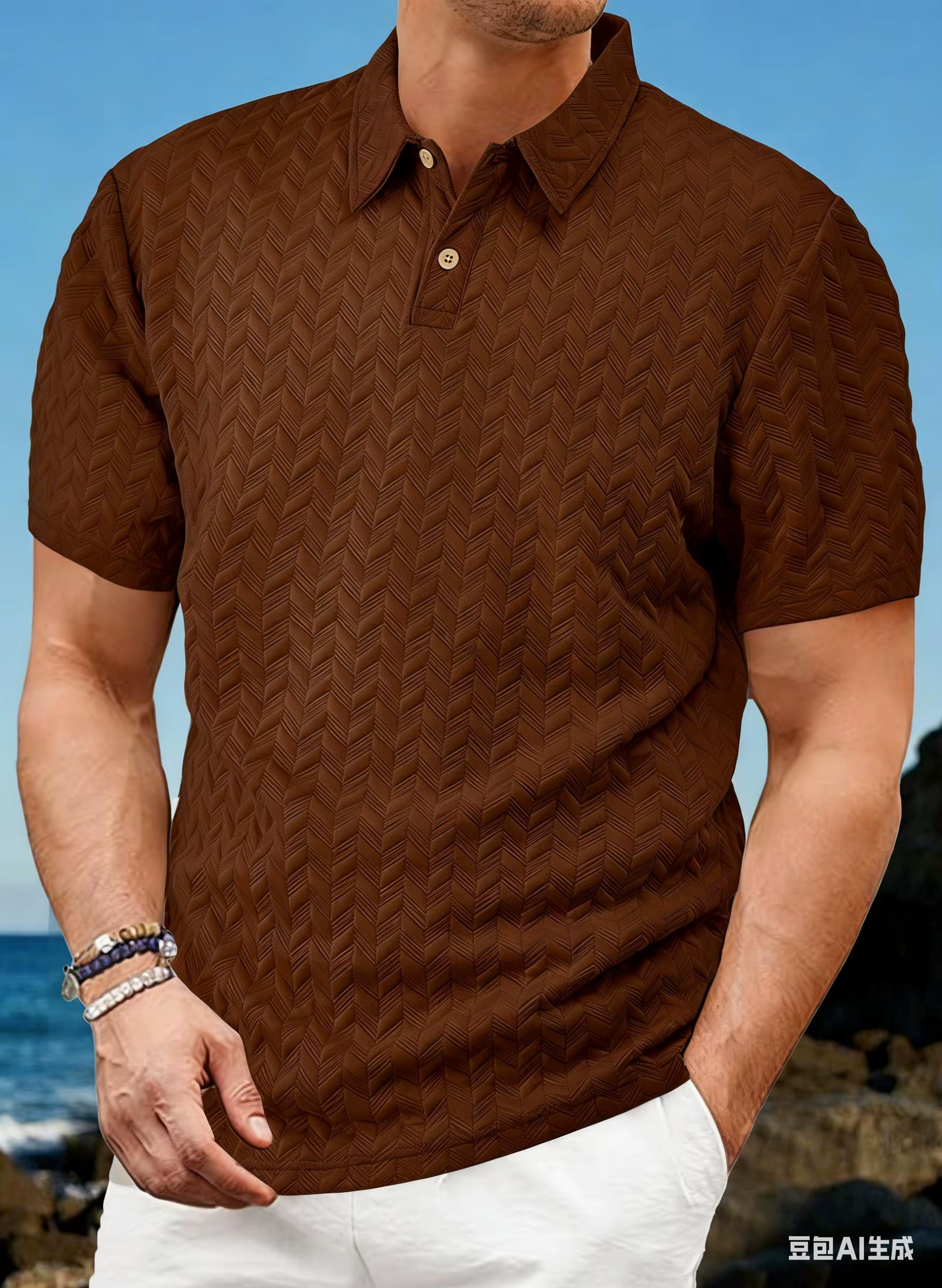 Polo homme d'été à manches courtes, streetwear, couleur unie, respirant, de marque