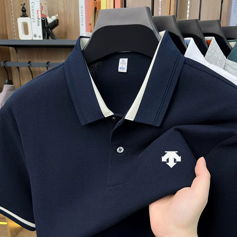 Polo à manches courtes pour homme, 100% coton pur, broderie originale, marque haut de gamme, pour le