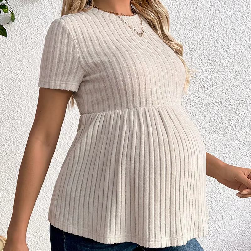 Vêtements pour femmes enceintes, t-shirts tricotés, vêtements de maternité, t-shirt à manches courte