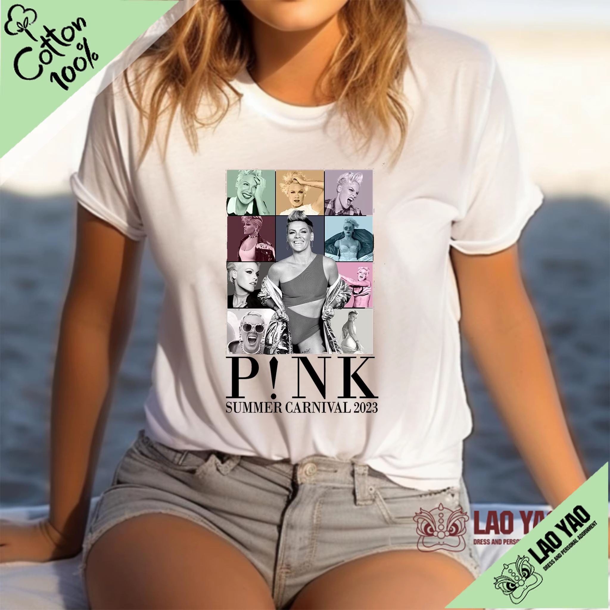 P!nk-T-shirt de festival de musique pour femme, chemise rose Singer Tour, Streetwear, vêtements goth