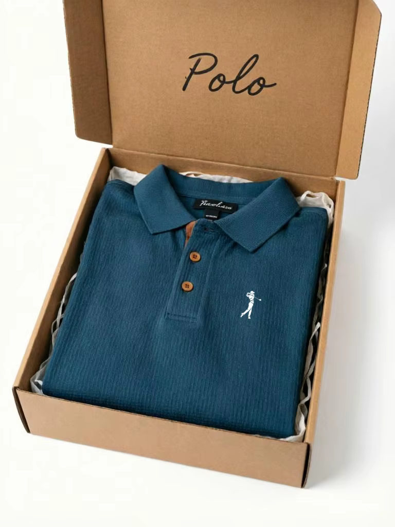 Polo classique pour homme - Tricot de qualité supérieure avec broderie golf, livré dans un coffret c