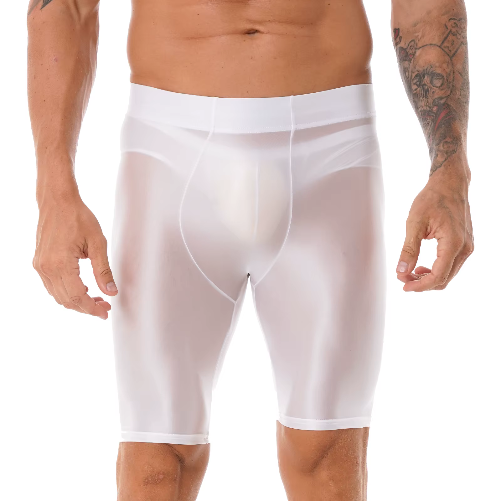 Hommes hommes brillant T-Shirts hauts coupe ajustée respirant Yoga hauts de sport huile brillant à m