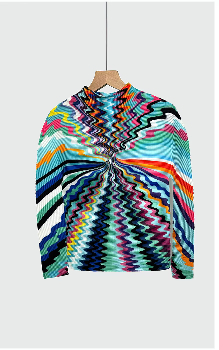 T-shirt imprimé Miyake pour femme, peut être porté en sous-vêtement ou seul, design élégant, coupe a