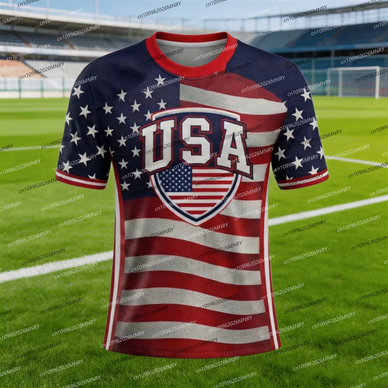 T-shirts avec emblème du drapeau américain 2026, maillots de football américains pour hommes, t-shir