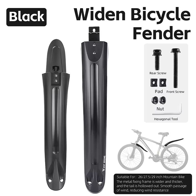WEST BIKING – garde-boue de vélo vtt, élargi et allongé, 26 "/27.5"/29 ", avant et arrière, à dégage