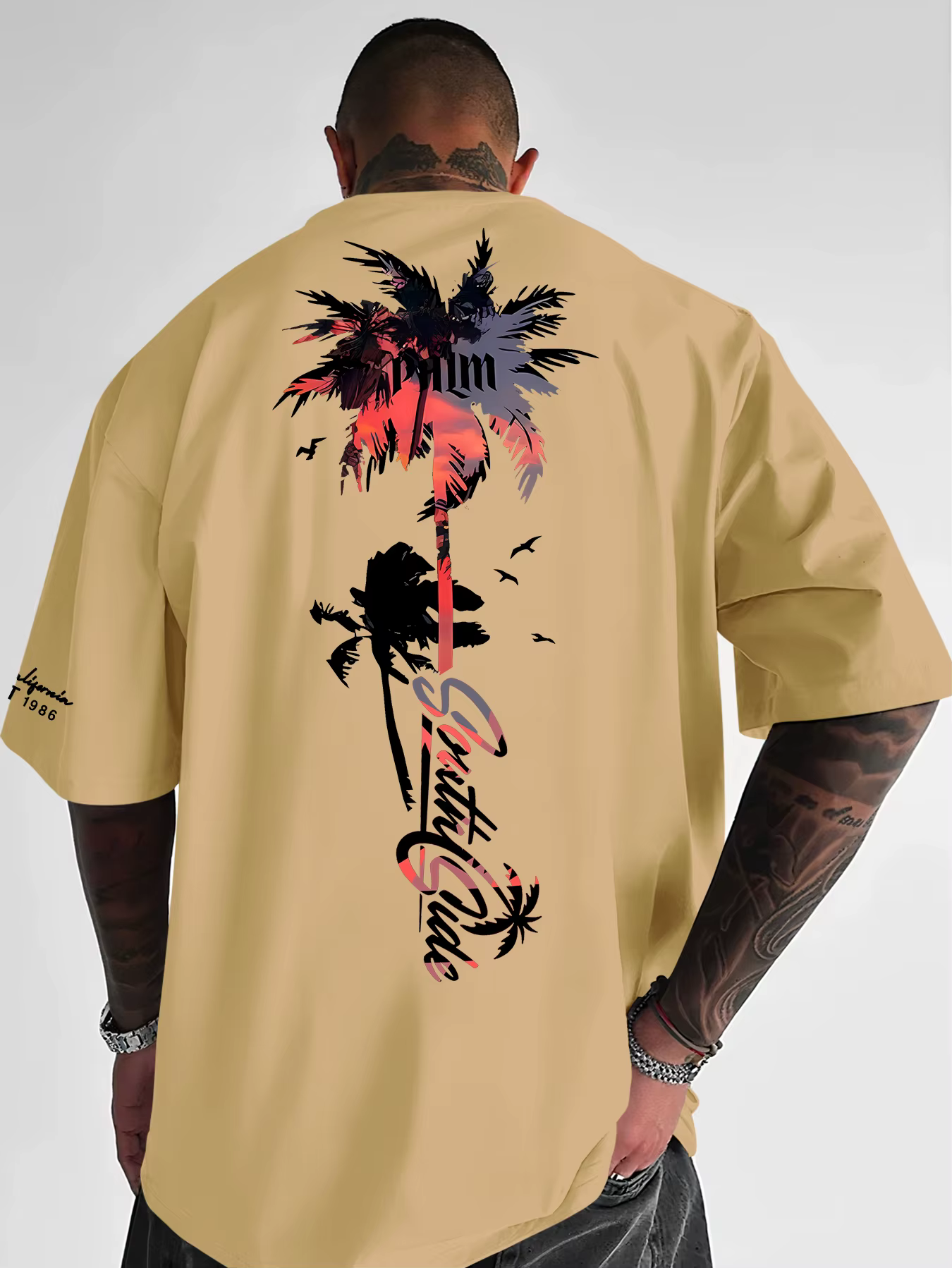 Nouveau T-shirt graphique palmier coucher de soleil tropical 2026, tee-shirt streetwear d'été pour h
