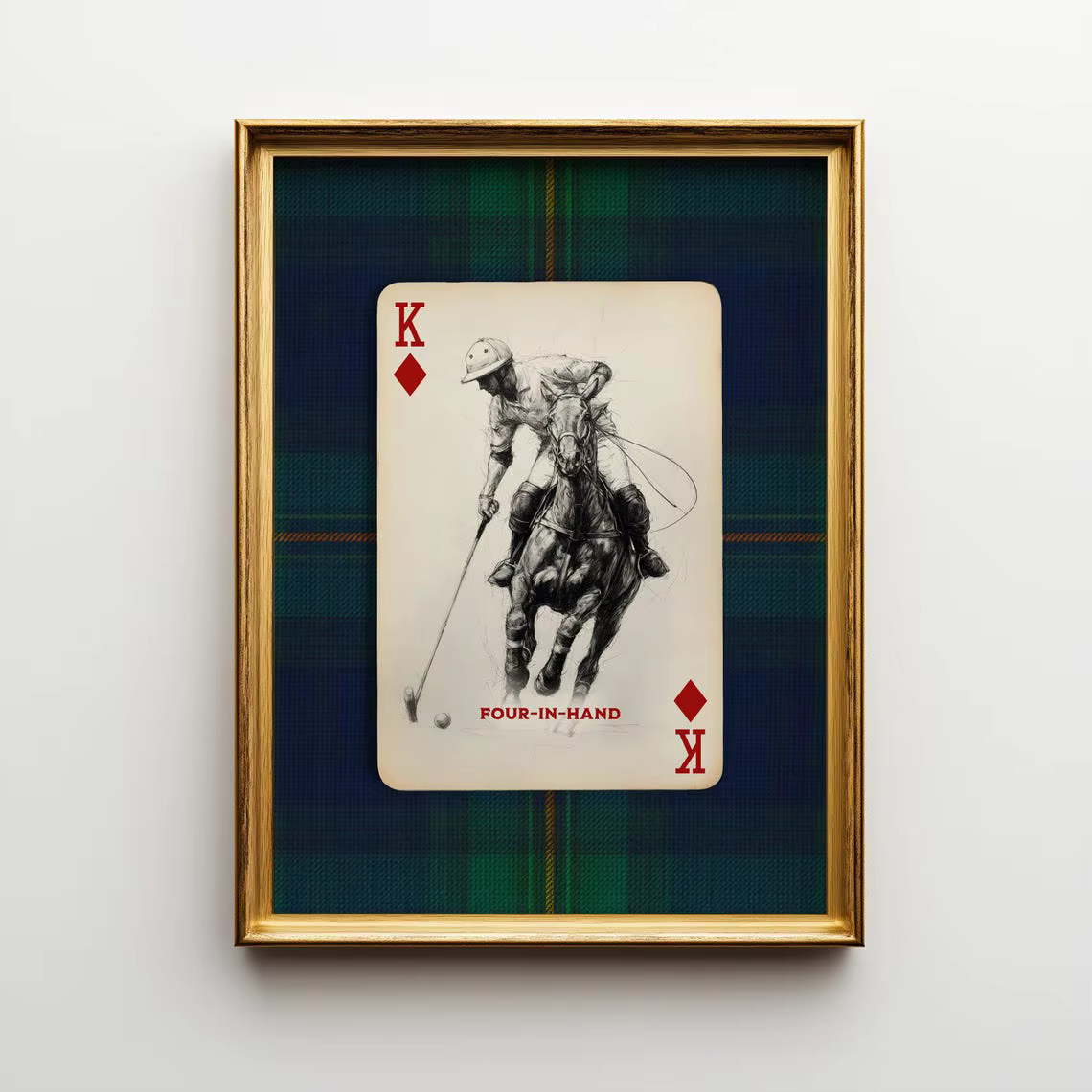 Polo carte à jouer mur Art marine Plaid équestre toile impression vieille argent bureau décor patrim