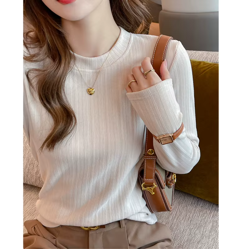 T-shirt à manches longues et col rond pour femme, nouveau Style, automne-hiver, haut en velours alle